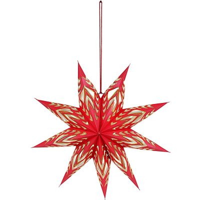 2. DECORATIVE HANGING PAPER STAR FSC 18x60CM RED 9 ARMS MICA