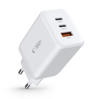 7. Tech-Protect C65W charger 2x USB-C PD 65W / USB-A QC 3.0 - white