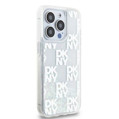 4. DKNY Liquid Glitter Multilogo case for iPhone 15 Pro - white