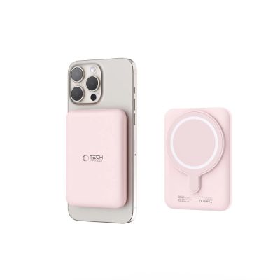 5. Tech-Protect LifeMag PB10 Powerbank with MagSafe 5000mAh 15W USB-C port - pink + USB-C cable