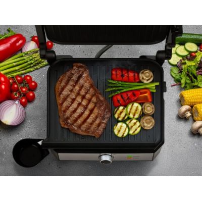 11. ELDOM CONTACT GRILL GK200 2000W, TEMPERATURE CONTROL, TWO FAT CONTAINERS, PLATES WITH NON-STICK COATING