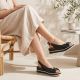 7. Women's leather wedge sandals black Artiker 58C0086