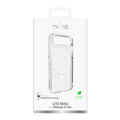2. Puro Lite Mag TPU+PC Case Compatible with MagSafe for iPhone 17 Air - Transparent with White Ring