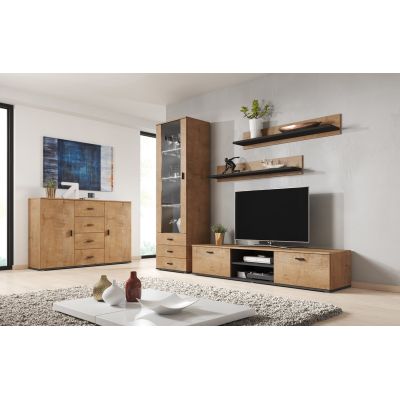 9. Shelf 125cm (2 pcs) SOHO lefkas oak + black