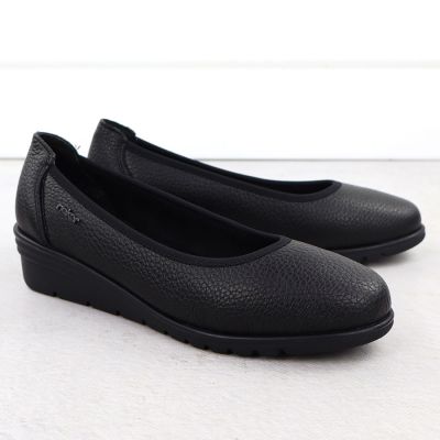 3. Rieker L5360-00 Women's Black Leather Slip-On Shoes
