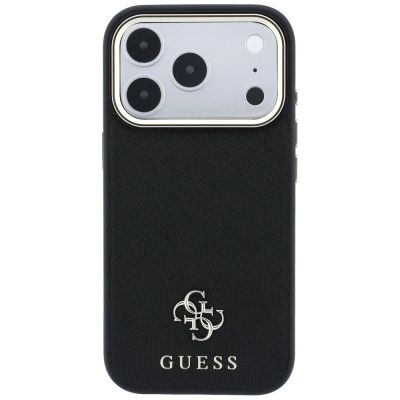 3. Guess Saffiano Small 4G & Classic Logo MagSafe Case for iPhone 17 Pro Max / 18 Pro Max - Black