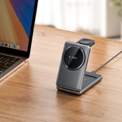 6. QI15W-A42 3in1 Inductive Charger with MagSafe for Apple Devices - Gray