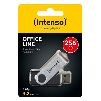 9. Intenso USB 256GB OFFICE LINE 3.2 Gen1 Silver-Black USB Flash Drive USB Type-A 3.2 Gen 1 (3.1 Gen 1) Black, Silver