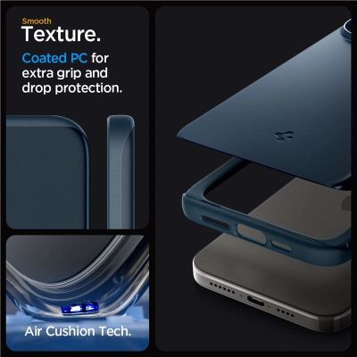 5. Spigen Thin Fit iPhone 15 Pro Max Case - Black Metal