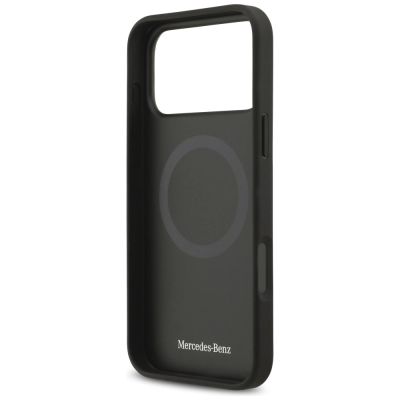 7. Mercedes Leather Large Laurel Leave MagSafe Case for iPhone 17 Pro Max - Black and Gray