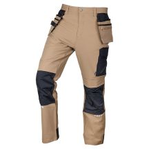 Mix&Match Work Trousers, 4-Way Stretch, with Holsters, Cordura, Beige and Black, Size XL