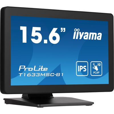 3. Monitor IIYAMA T1633MSC-B1 15.6inch PCAP Full HD Bezel Free Front 10P Touch 385cd/m2 HDMI DP USB Interface HUB 2x2.0 Speakers