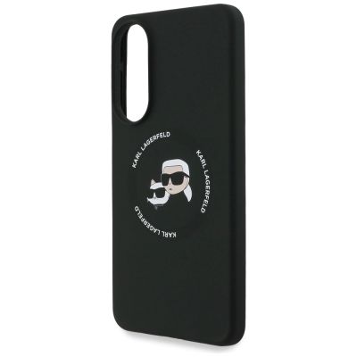 6. Karl Lagerfeld Silicone nauble Heads And Circle MagSafe case for Samsung Galaxy S25 Edge - black