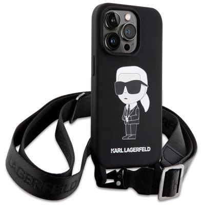 3. Karl Lagerfeld KLHCP15XSCBSKNK iPhone 15 Pro Max 6.7" hardcase black/black Crossbody Silicone Ikonik