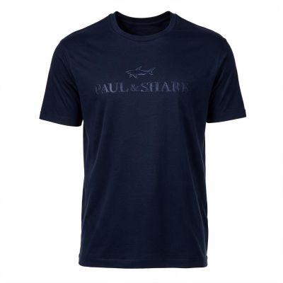 5. Paul&Shark Men's Cotton and Lyocell T-shirt Navy Blue 26411007-13