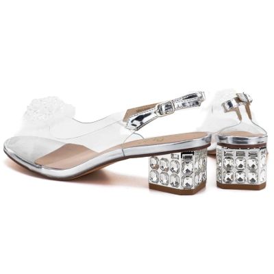 5. Silver Transparent Sandals with Decorative Heel D&A MR62-9100