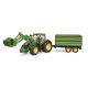 John Deere 7R 350 tractor with front loader and 2-axle trailer 03155 BRUDER