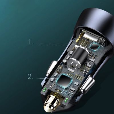 19. Baseus Golden Contactor Pro fast car charger USB Type C / USB 40 W Power Delivery 3.0 Quick Charge 4+ SCP FCP AFC + USB Type C cable - Lightning gray (TZCCJD-B0G)