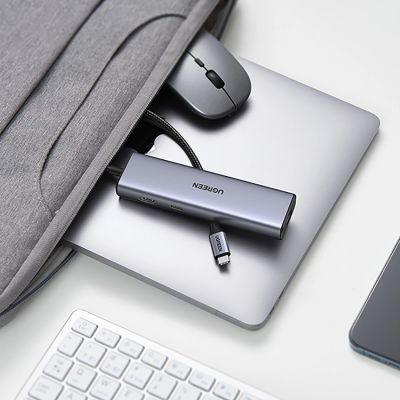 25. Ugreen CM512 90568 USB-C Adapter - 2x USB-A 3.0 / HDMI / RJ45 / SD and TF Card Reader / USB-C PD 100W - Gray