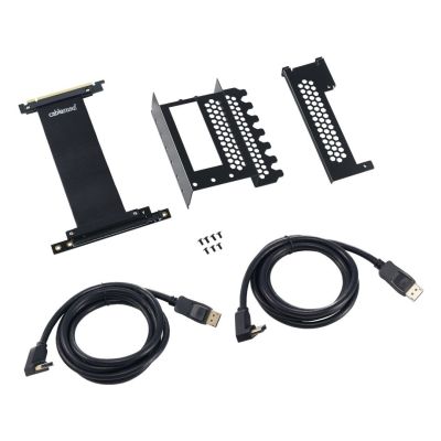 CableMod CM-VPB-2DK-R Vertical Graphics Card Bracket with PCIe x16 Riser, 2x DisplayPort - Black