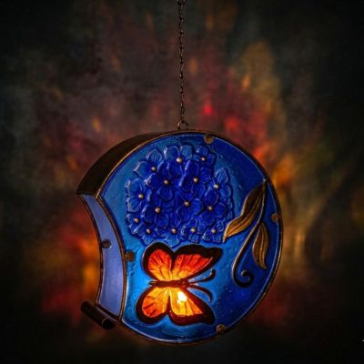 20. GARDEN DECORATION 22.5x8x22CM STAINED GLASS HANGING LANTERN