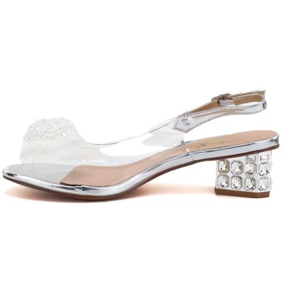 3. Silver Transparent Sandals with Decorative Heel D&A MR62-9100