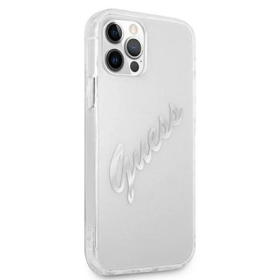 4. Guess GUHCP12LKTRSVSI iPhone 12 Pro Max 6.7" Transparent hardcase Vintage Script Silver