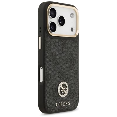 4. Guess 4G Strass Logo & Big Strap Metal Buttons MagSafe Case for iPhone 17 Pro - Black