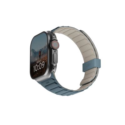 4. UAG Pathfinder - silicone double-sided magnetic strap for Apple Watch series: 1-3, 42mm / series 4-6 & SE 1-2, 44mm / series 7-9, 45mm / series 10, 46mm / Ultra 1-2, 49mm (dune / cloud blue)