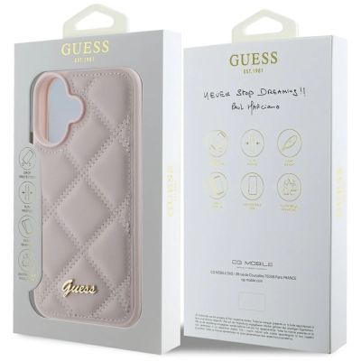 8. Guess Quilted Metal Logo iPhone 16 Case - Pink