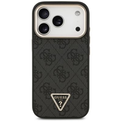 3. Guess 4G Triangle Logo MagSafe Case for iPhone 17 Pro / 18 Pro - Black and Gold