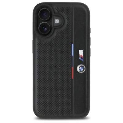 3. BMW M Perforated Tricolor Detail Line iPhone 16 Case - Black