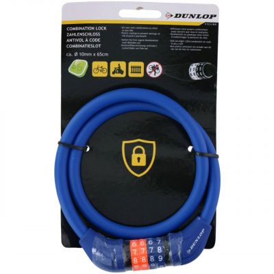 2. Dunlop bicycle lock, cable, code 10 mm x 65 cm blue 1042503