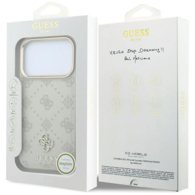 16. Guess Stripe Peony 4G Logo MagSafe Case for iPhone 18 Pro Max / 17 Pro Max - Beige