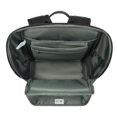 10. Rivacase Eden City Backpack Black Polyester, Waxed Leather (Pull Up)