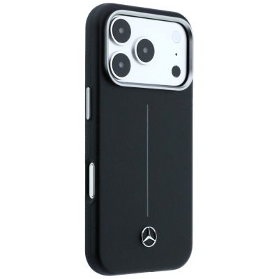 4. Mercedes Leather Semi Wrap Iconic Line MagSafe Case for iPhone 17 Pro Max - Black