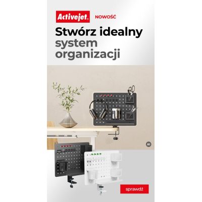 6. Activejet APB-002W Desk Organizer. Rotating perforated board. Gray and white.
