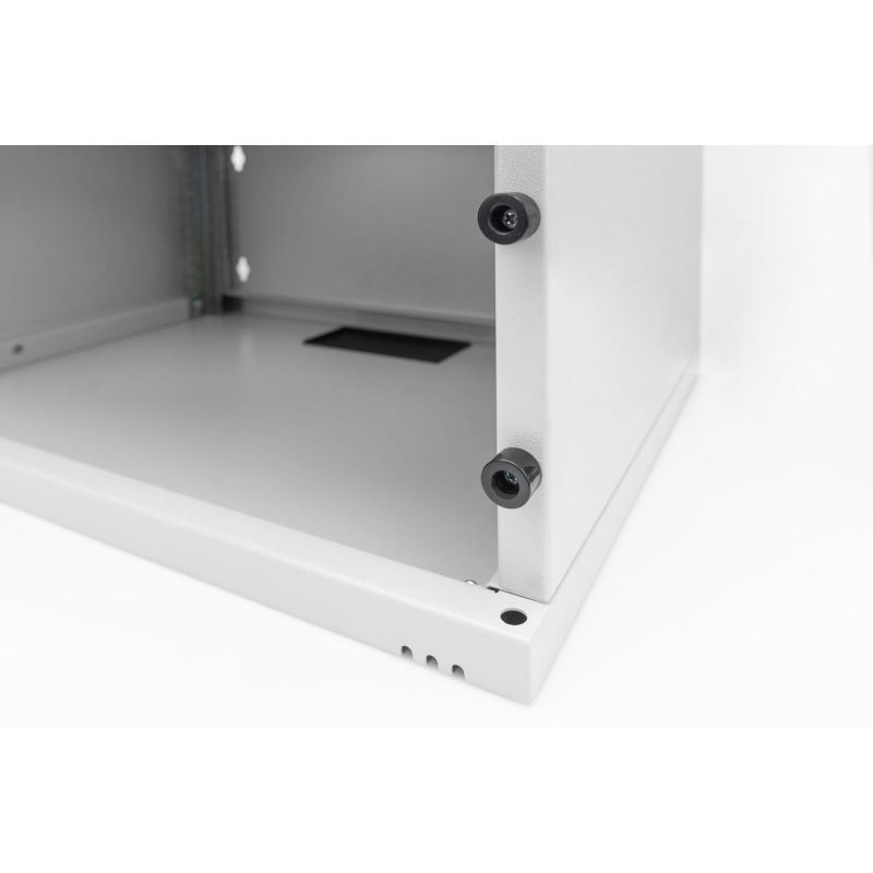 17. 19" 4U wall-mounted network cabinet, SOHO 241 x 540 x 400 mm, glass door, gray, unassembled, 60 kg
