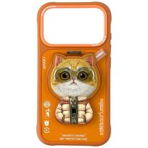 Nimmy Cool&Cute 2.0 Cat Case for iPhone 17 Pro with Magnetic Hanger - Orange