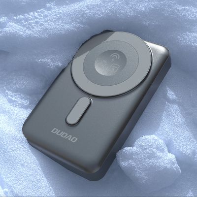 9. Dudao K29 10000mAh PD 20W MagSafe Power Bank with Metal Case, Stand and Built-in USB-C/ Lightning Cables - Gray