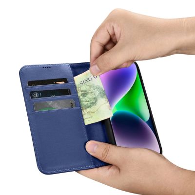 13. iCarer Wallet Case 2in1 Cover iPhone 14 Plus Anti-RFID Leather Flip Case Blue (WMI14220727-BU)