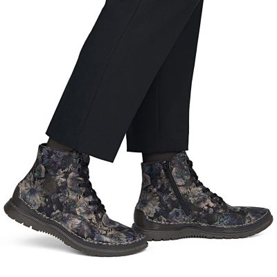 12. Women's insulated ankle boots with floral pattern Rieker 53632-90