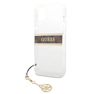 6. Guess GUHCP13SKB4GBR iPhone 13 mini 5.4" Transparent hardcase 4G Brown Strap Charm