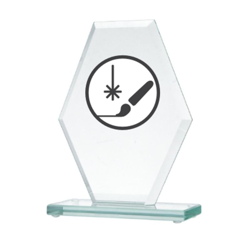Engraved glass trophy + paint filling
