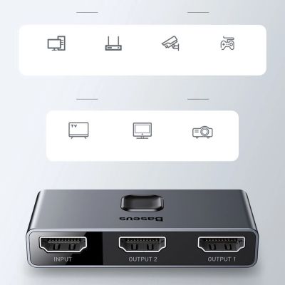 19. Baseus bidirectional switch splitter switcher HDMI - 2x HDMI 4K / 30 Hz gray (CAHUB-BC0G)