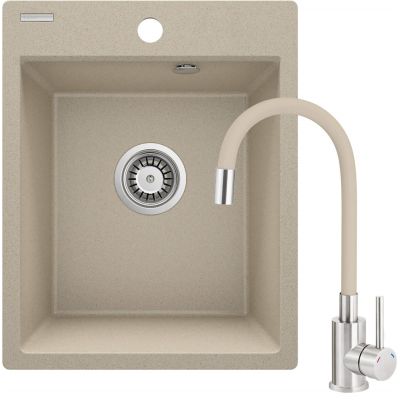 Granite sink with a single-bowl tap