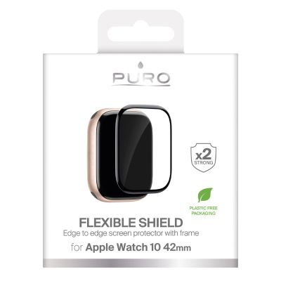 2. Puro Flexible Shield Protective Film with Applicator for Apple Watch 10/11 42mm - Black