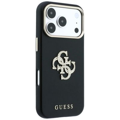 5. Guess Smooth & Big Strass Logo & Strap Case for iPhone 18 Pro / 17 Pro, Black