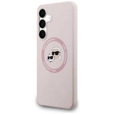 2. Karl Lagerfeld Silicone Karl & Choupette Heads MagSafe Case for Samsung Galaxy S25 FE - Pink