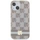 3. DKNY IML Checkered Mono Pattern & Printed Stripes MagSafe Case for iPhone 15 Plus / 14 Plus - Beige